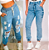 Calça Feminina Jogger Jeans Destroyed Cintura Alta Blogueira Azul Claro - Imagem 4
