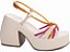 Sandália Feminina TORRICELLA Anabela Off White e Metalizado Pink, Dourado e Laranja - Imagem 3