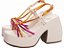 Sandália Feminina TORRICELLA Anabela Off White e Metalizado Pink, Dourado e Laranja - Imagem 5