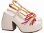 Sandália Feminina TORRICELLA Anabela Off White e Metalizado Pink, Dourado e Laranja - Imagem 1