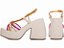 Sandália Feminina TORRICELLA Anabela Off White e Metalizado Pink, Dourado e Laranja - Imagem 2