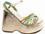 Sandália Feminina TORRICELLA Anabela Metalizado Dourado Rose e Off White, Verde, Amarelo, Azul e Laranja - Imagem 5