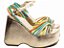 Sandália Feminina TORRICELLA Anabela Metalizado Dourado Rose e Off White, Verde, Amarelo, Azul e Laranja - Imagem 1