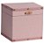 Caixa em MDF ENTRECASA Quadrada em Trama com 20x20 cm Rosa - Imagem 1