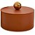 Caixa em MDF MART Redonda Revestida em Pu com Tampa com 16x08 cm Terracota - Imagem 1