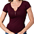 Blusa Baby Look com Decote em Botões Básica Vinho - Imagem 1