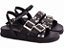 Sandália Feminina TORRICELLA Papete Birken Preto Fivelas e Spikes ABS Prata - Imagem 1