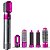 Secador de Cabelo Modelador de Cachos Elétrico Kit 05 em 01 1000W Cinza com Rosa - Imagem 1