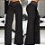 Calça Feminina em Malha Wide Leg Cintura Alta Fashion Preta / Azul - Imagem 4