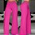 Calça Feminina em Malha Wide Leg Cintura Alta Fashion Amarelo / Branco / Rosa - Imagem 7