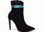 Bota Feminina TORRICELLA Bico Fino Salto 12 Cano Médio Nobuck Preto Detalhes Coloridos - Imagem 7