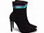 Bota Feminina TORRICELLA Bico Fino Salto 12 Cano Médio Nobuck Preto Detalhes Coloridos - Imagem 6