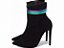 Bota Feminina TORRICELLA Bico Fino Salto 12 Cano Médio Nobuck Preto Detalhes Coloridos - Imagem 5