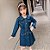 Vestido Infantil Jeans Gola Polo Cintura Marcada Manga Comprida Detalhes em Pérolas - Imagem 5