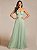 Vestido Alça Fina Decote V Saia Plissada Evasê em Tule Longo Verde Menta - Imagem 8