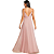 Vestido Alça Fina Decote V Saia Plissada Evasê em Tule Longo Rosa Claro - Imagem 2