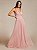 Vestido Alça Fina Decote V Saia Plissada Evasê em Tule Longo Rosa Claro - Imagem 6