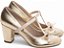 Sapato Boneca TORRICELLA Mary Jane Metalizado Ouro Light com Laço Verniz Off White - Imagem 1