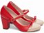 Sapato Boneca TORRICELLA Mary Jane Vermelho Detalhes em Glitter Ouro Light com Laço Vermelho - Imagem 4