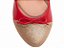 Sapato Boneca TORRICELLA Mary Jane Vermelho Detalhes em Glitter Ouro Light com Laço Vermelho - Imagem 2