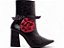 Bota Feminina TORRICELLA Vintage Preto Bico Fino Cano Médio Flor e Laço Poá - Imagem 4