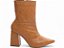 Bota Feminina TORRICELLA Vintage Caramelo Bico Fino Cano Médio Flor e Laço Cetim Preto - Imagem 5