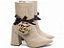 Bota Feminina TORRICELLA Vintage Bege Bico Fino Cano Médio Flor e Laço Cetim Preto - Imagem 2
