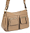 Bolsa Feminina Luxo Elegante Alça Grossa Detalhes Dourados Bege - Imagem 1