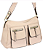 Bolsa Feminina Luxo Elegante Alça Grossa Detalhes Dourados Areia - Imagem 1