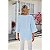 Blusa Feminina Soltinha Manga 3/4 Decote V Azul Celeste - Imagem 5