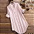 Chemise Feminina Listrada Soltinha Manga Comprida Algodão Linho Rosa - Imagem 4