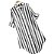 Chemise Feminina Listrada Soltinha Manga Comprida Algodão Linho Preto - Imagem 1