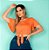 Cropped 2 em 1 Blusa Feminina com Amarração Manga Flare Amarelo Tamanho Único - Imagem 4