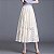Saia Feminina Midi Plissada Cintura Alta em Malha de Renda Forrada Branco Elegante - Imagem 3