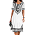 Vestido Midi Manga Curta Soltinho Estampa Vintage Branco com Preto - Imagem 1