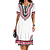Vestido Midi Manga Curta Soltinho Estampa Vintage Branco com Bordô - Imagem 1
