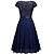 Vestido Corpete Lantejoulas Saia Chiffon Manga Curta Gola Redonda Midi Festa Azul Escuro - Imagem 4