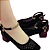 Sapato Feminino Mary Jane Rendado Salto Médio Quadrado Detalhes em Strass Preto - Imagem 3