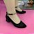 Sapato Feminino Mary Jane Rendado Salto Médio Quadrado Detalhes em Strass Preto - Imagem 8