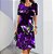 Vestido Feminino Retrô Elegante Midi Estampa Brilho Hippie Moda Urbana Roxo - Imagem 2