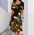 Vestido Feminino Retrô Elegante Midi Estampa Brilho Hippie Moda Urbana Amarelo - Imagem 2