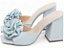 Sandália Tamanco Feminino TORRICELLA Salto Bloco 9cm Napa Lezard Flor Azul - Imagem 1