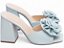 Sandália Tamanco Feminino TORRICELLA Salto Bloco 9cm Napa Lezard Flor Azul - Imagem 5