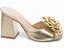 Sandália Tamanco Feminino TORRICELLA Salto Bloco 9cm Napa Lezard Flor Ouro Ligth - Imagem 1