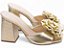 Sandália Tamanco Feminino TORRICELLA Salto Bloco 9cm Napa Lezard Flor Ouro Ligth - Imagem 5