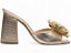 Sandália Tamanco Feminino TORRICELLA Salto Bloco 9cm Napa Lezard Flor Ouro Ligth - Imagem 4
