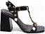 Sandália Feminina TORRICELLA Fivela Tachas Douradas Salto Bloco 9cm Preto - Imagem 6