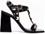 Sandália Feminina TORRICELLA Fivela Tachas Douradas Salto Bloco 9cm Preto - Imagem 3
