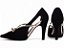 Sapato Scarpin Feminino TORRICELLA Laço Metalizado Specchio Ouro Light Salto Fino 9cm Nobuck Preto - Imagem 3