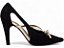 Sapato Scarpin Feminino TORRICELLA Laço Metalizado Specchio Ouro Light Salto Fino 9cm Nobuck Preto - Imagem 4